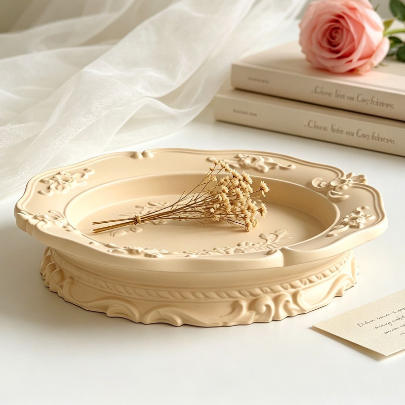 Soap Making Designs - Elegante Vintage Barock-Spitzen-Silikonform, Runde Ovale Relief-Form