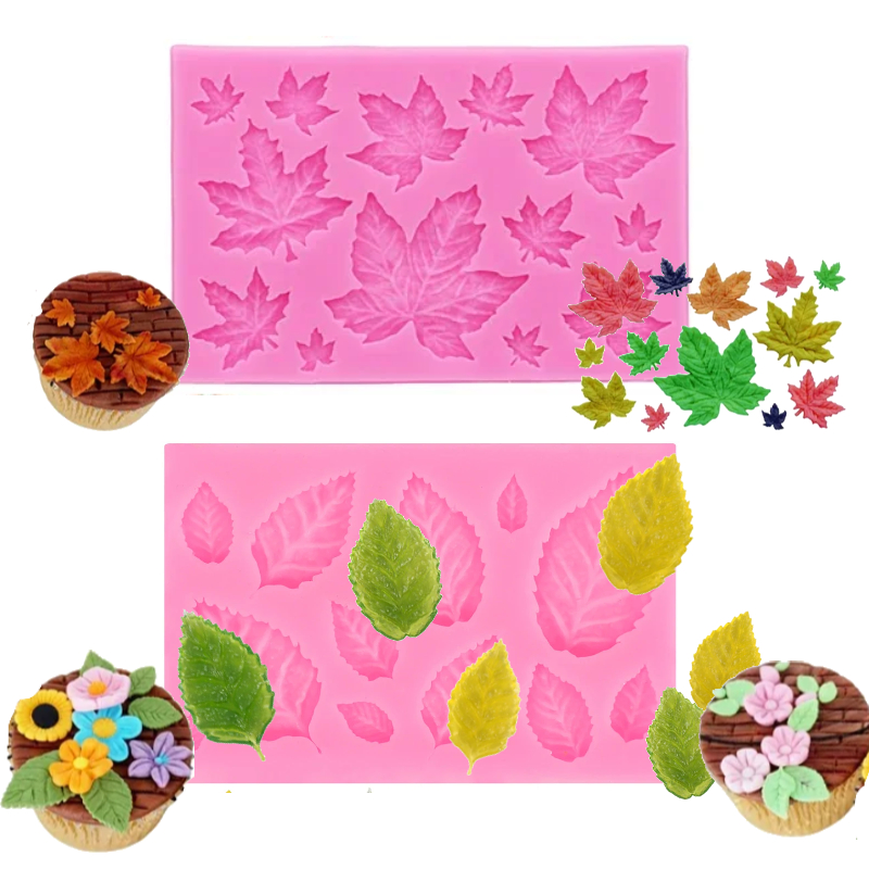 Soap Making Ins - Ahornblatt-Silikonform-Set für DIY-Kuchendekorationen, Blatt-Sammelform, antihaftbeschichtet, für