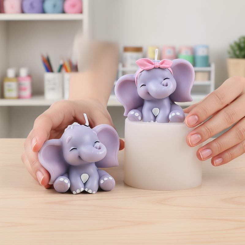 Soap Making Designs - Niedliche 3D-Elefanten-Silikonform für Kerzen, Leicht zu