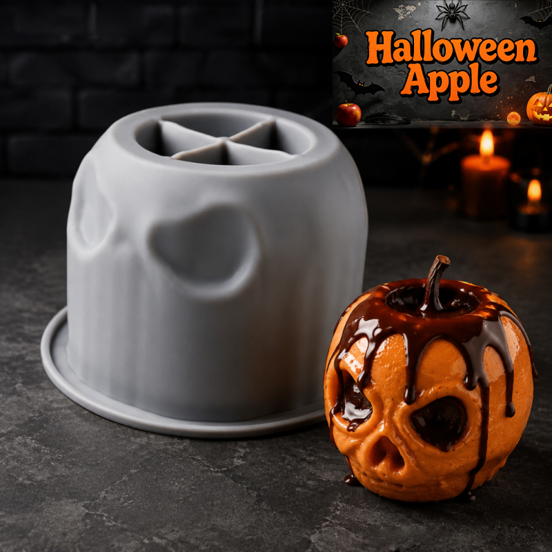 Soap Making Instructions - Halloween-Totenkopf-Apfel-Silikonform, kreatives Design, lebensmittelechtes Silikon, antihaftbeschichtet