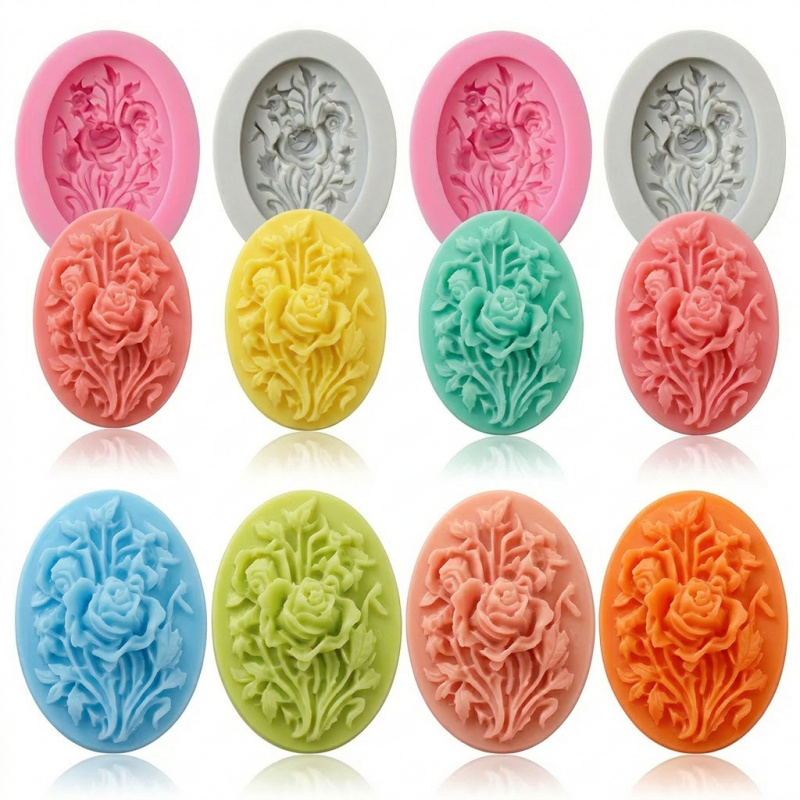 Soap Making Designs - 4 Silikonformen in Blumenform, leicht zu